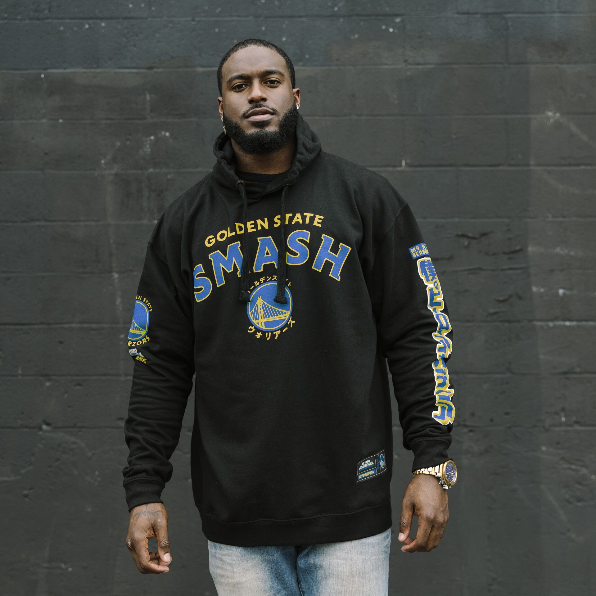 My Hero Academia x Hyperfly x NBA - Golden State Warriors All Might Hoodie