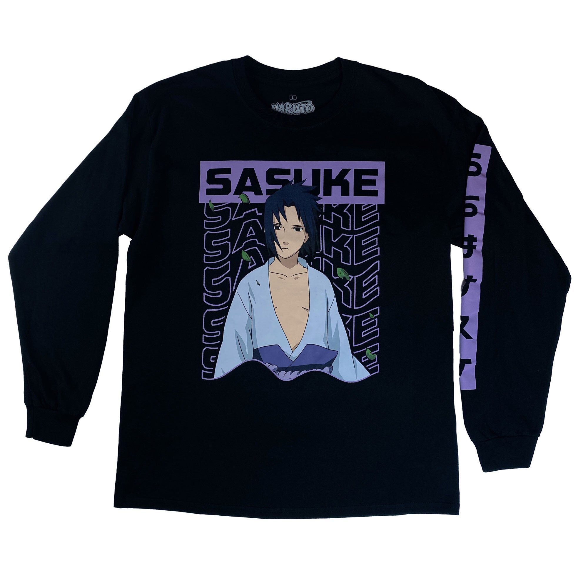 Naruto Shippuden - Sasuke Wavy Kanji Long Sleeve Shirt - Crunchyroll Exclusive