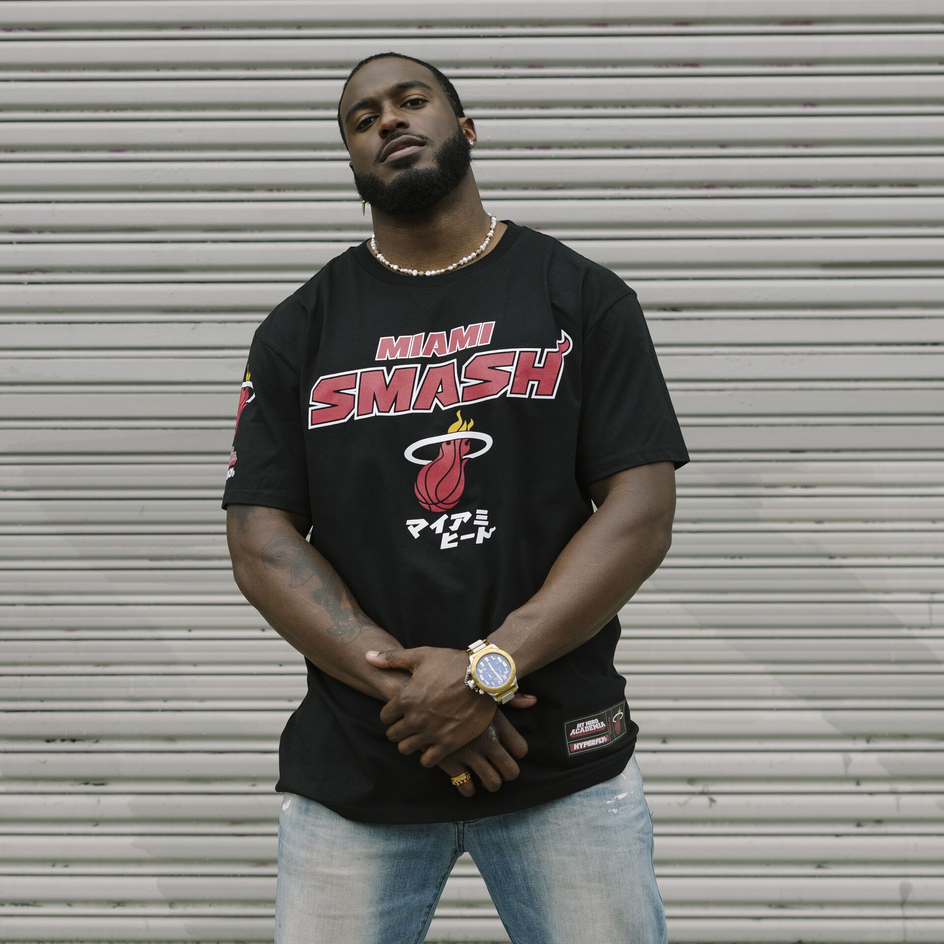 My Hero Academia x Hyperfly x NBA - Miami Heat All Might T-Shirt