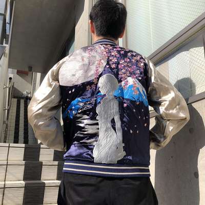 Rebuild of Evangelion - EVA-01 & Rei Night Cherry Blossoms Reversible Satin Jacket - Crunchyroll Exclusive