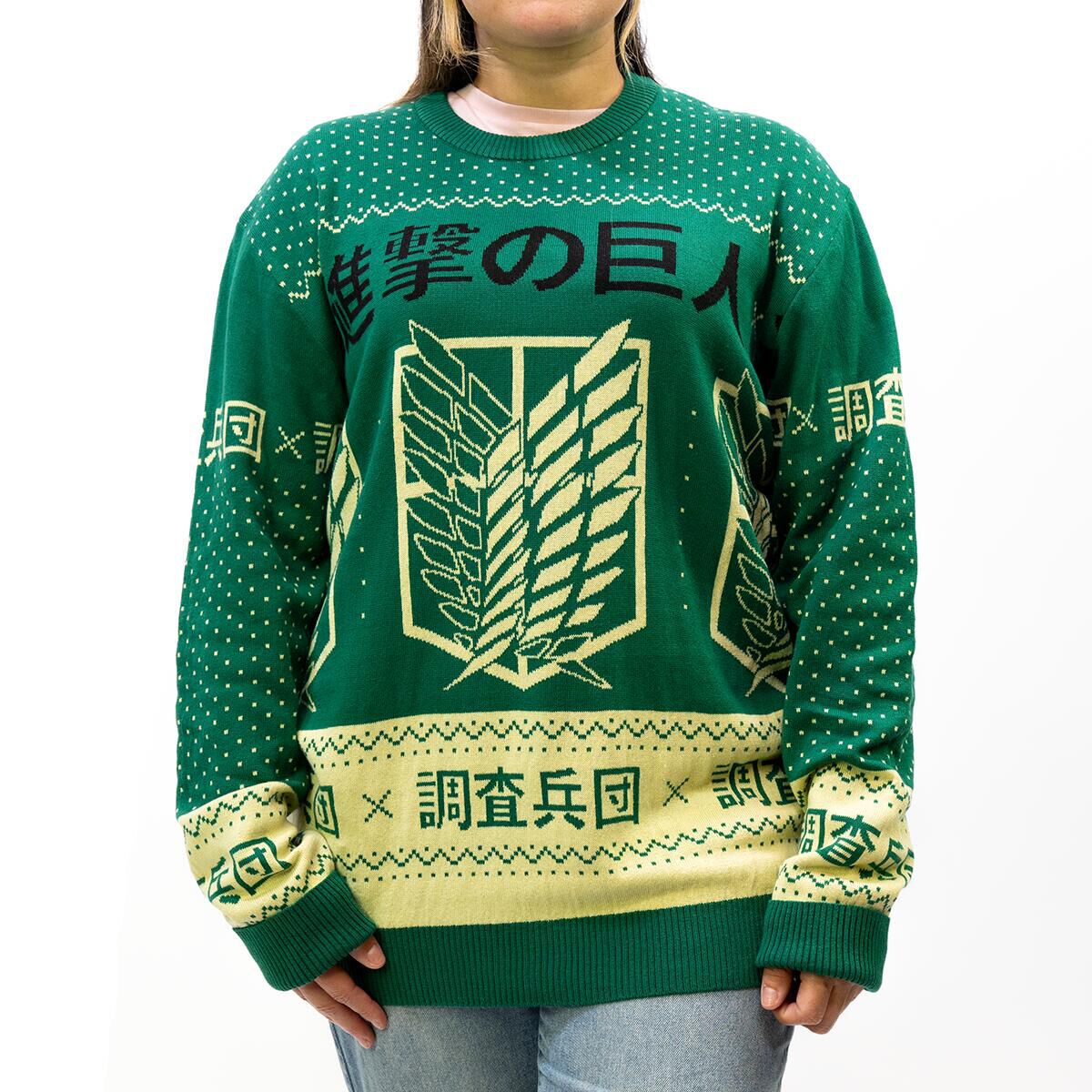 attack-on-titan-scout-regiment-kanji-holiday-sweater-crunchyroll-exclusive