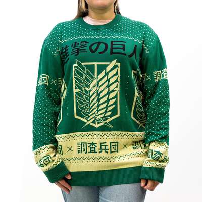 Attack on Titan - Scout Regiment Kanji Holiday Sweater - Crunchyroll Exclusive