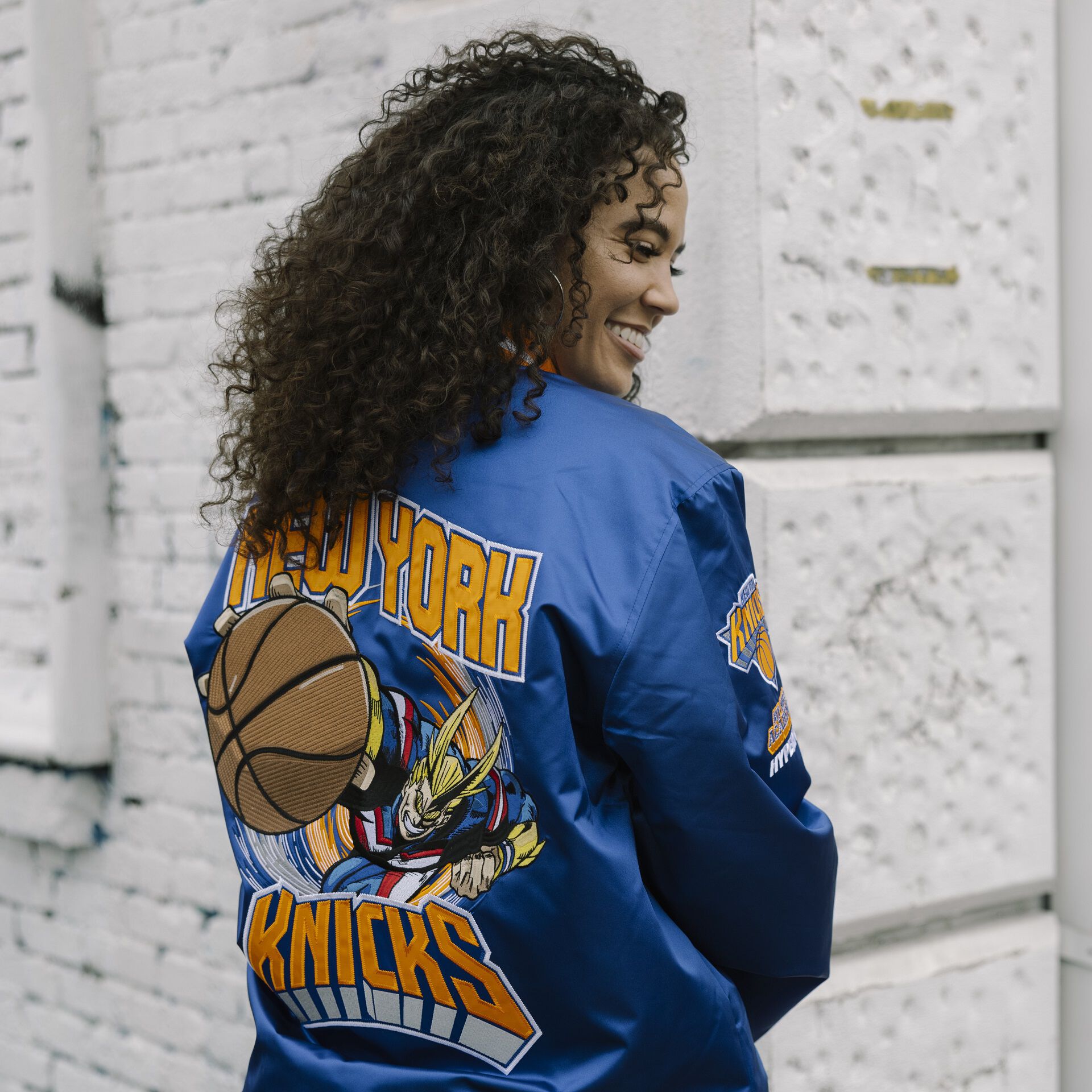 My Hero Academia x Hyperfly x NBA - All Might New York Knicks Satin Jacket