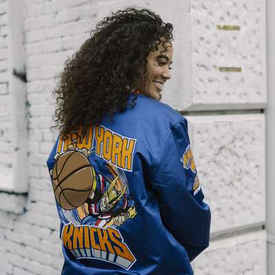 My Hero Academia x Hyperfly x NBA - All Might New York Knicks Satin Jacket