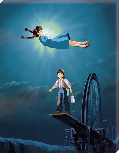 Castle in the Sky - The Girl Who Fell From The Sky 500 Piece Artboard Jigsaw Puzzle (Canvas Style)